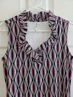Lulu B Small Sundress Ruffle V-Neck Pink Black Activeware Dress